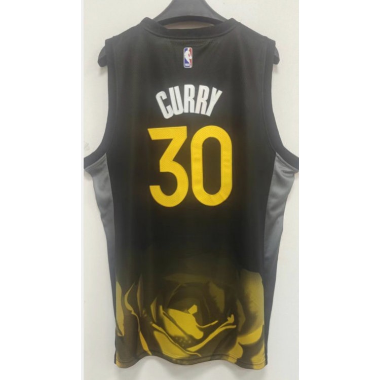 Maglia NBA 30 Curry Warriors City Edition Nero Ricamato