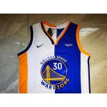 Maglia NBA 30 Curry Warriors splite Blu Bianco Ricamato