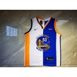 Maglia NBA 30 Curry Warriors splite Blu Bianco Ricamato