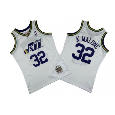 Maglia NBA 32 K.Malone Utah Jazz Mitchell & Ness Bianco