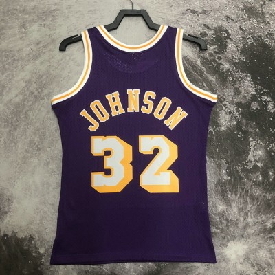 Maglia NBA 32 Magic Johnson Lakers 1984-85 Mitchell & Ness Retro Viola Stampato