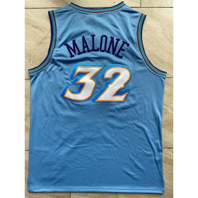 Maglia NBA 32 Malone Utah Jazz Retro Blu Ricamato