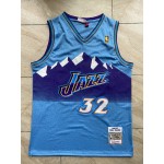 Maglia NBA 32 Malone Utah Jazz Retro Blu Ricamato