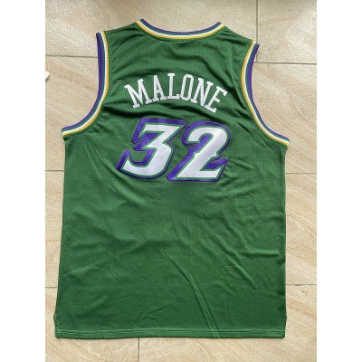 Maglia NBA 32 Malone Utah Jazz Retro Verde Ricamato