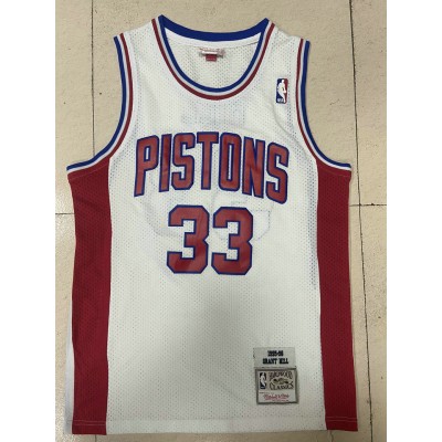 Maglia #33 Hill Pistons Mitchell & Ness Bianco