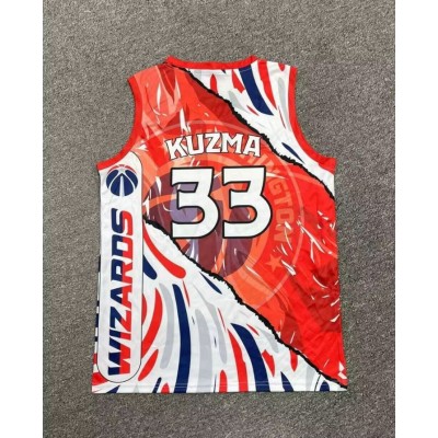 Maglia #33 Kuzma Washington Wizards Hip hop basketball Stampa