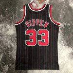 Maglia NBA 33 Pippen Bulls 1995-96 Retro Nero con Striscia