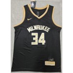 Maglia #34 Antetokounmpo Bucks 24-25 Nero Oro