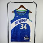 Maglia #34 Antetokounmpo Milwaukee Bucks 23-24 city Blu Stampato