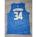 Maglia #34 Antetokounmpo Milwaukee Bucks 23-24 city Blu Ricamato