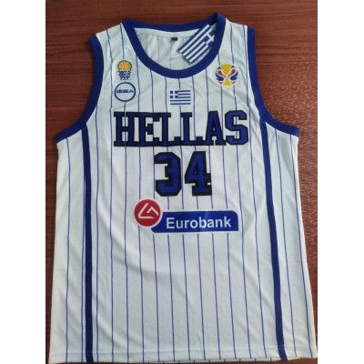 Maglia 34 Antetokounmpog 2019 Greece Fiba Bianco