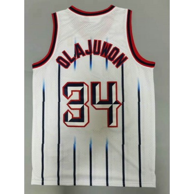 Maglia NBA 34 Olajuwon Rockets 1996-97 Retro Bianco