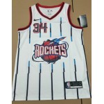 Maglia NBA 34 Olajuwon Rockets retro Bianco Stampato