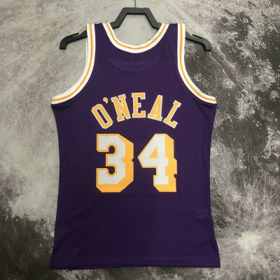 Maglia NBA 34 Shaquille O'neal 1996-97 Lakers Mitchell & Ness Retro Viola Stampato