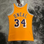 Maglia NBA 34 Shaquille O'neal Lakers 1996-97 Retro Giallo Stampato