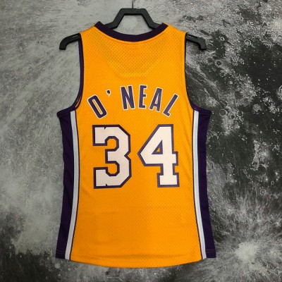 Maglia NBA 34 Shaquille O'neal Lakers 1999-00 Retro Giallo Stampato