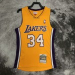 Maglia NBA 34 Shaquille O'neal Lakers 1999-00 Retro Giallo Stampato