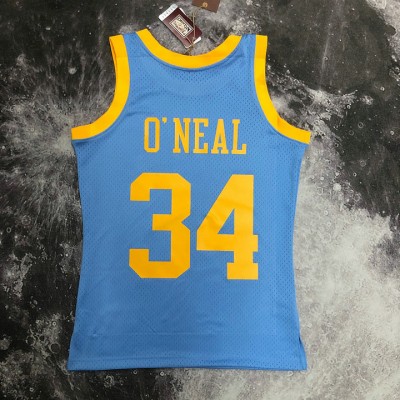 Maglia NBA 34 Shaquille O'neal Lakers 2001-02 Mitchell & Ness Stampato Blu