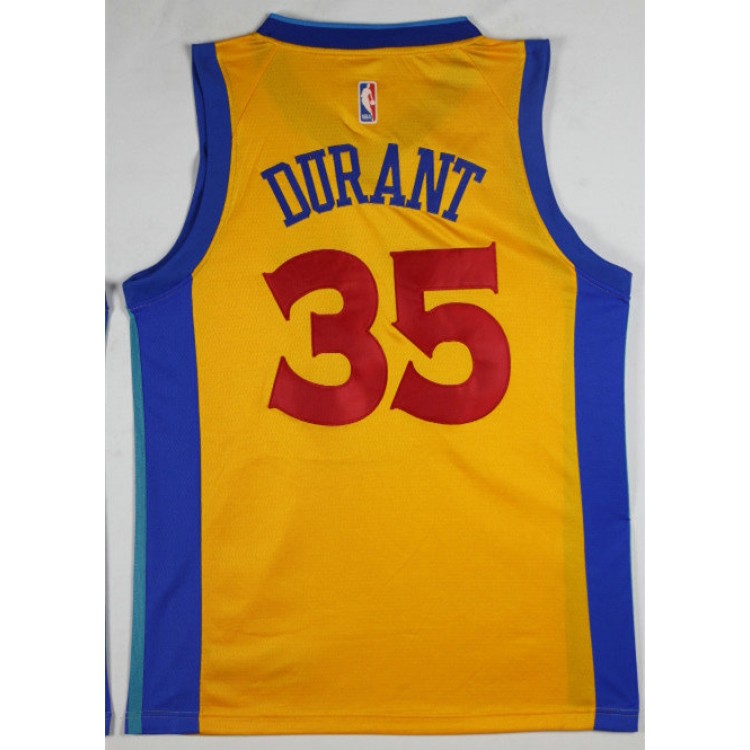 Maglia 35 Kevin Durant Giallo The Bay Golden State Warriors City Edition