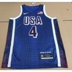 Maglia 4 Curry 2024 USA Team Blu Navy con stripe Uomo