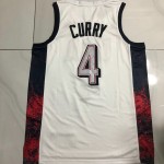 Maglia 4 Curry USA 2024 Olympics ricamo Bianco Uomo