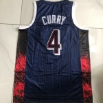 Maglia 4 Curry USA 2024 Olympics ricamo Blu Uomo