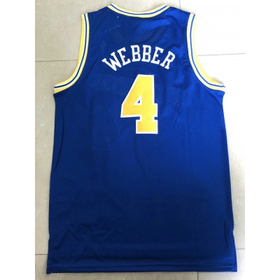 Maglia NBA 4 Webber Warriors Mitchell & Ness Blu Ricamato