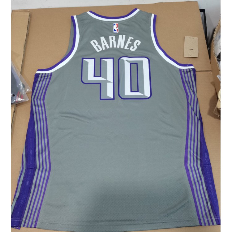 Maglia NBA 40 Barnes Sacramento Kings 22-23 city Grigio con Toppe Stampato