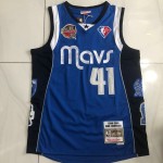 Maglia 41 Nowitzki Dallas Mavericks Hall of Fame Autentico Blu