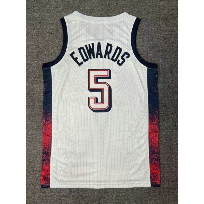 Maglia 5 Edwards 2024 USA Team Bianco con stripe Uomo