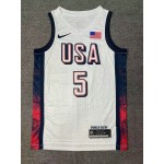 Maglia 5 Edwards 2024 USA Team Bianco con stripe Uomo