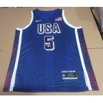 Maglia 5 Edwards 2024 USA Team Blu Navy con stripe Uomo