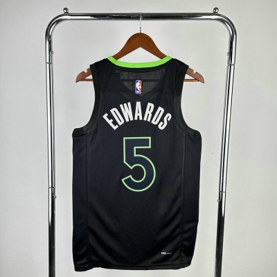 Maglia NBA 5 Edwards Minnesota Timberwolves 2023-24 statement Nero