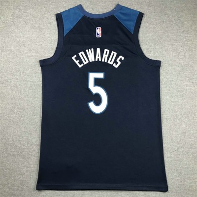 Maglia NBA 5 Edwards Minnesota Timberwolves Blu Ricamato