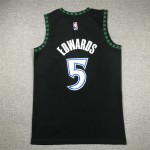 Maglia NBA 5 Edwards Minnesota Timberwolves Nero Ricamato