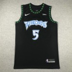 Maglia NBA 5 Edwards Minnesota Timberwolves Nero Ricamato