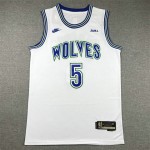 Maglia NBA 5 Edwards Timberwolves 2023-24 Classic Bianco Ricamato