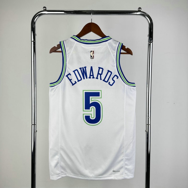 Maglia NBA 5 Edwards Timberwolves 2023-24 Classic Bianco