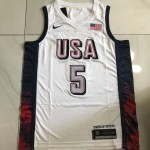 Maglia 5 Edwards USA 2024 Olympics ricamo Bianco Uomo