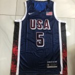 Maglia 5 Edwards USA 2024 Olympics ricamo Blu Uomo