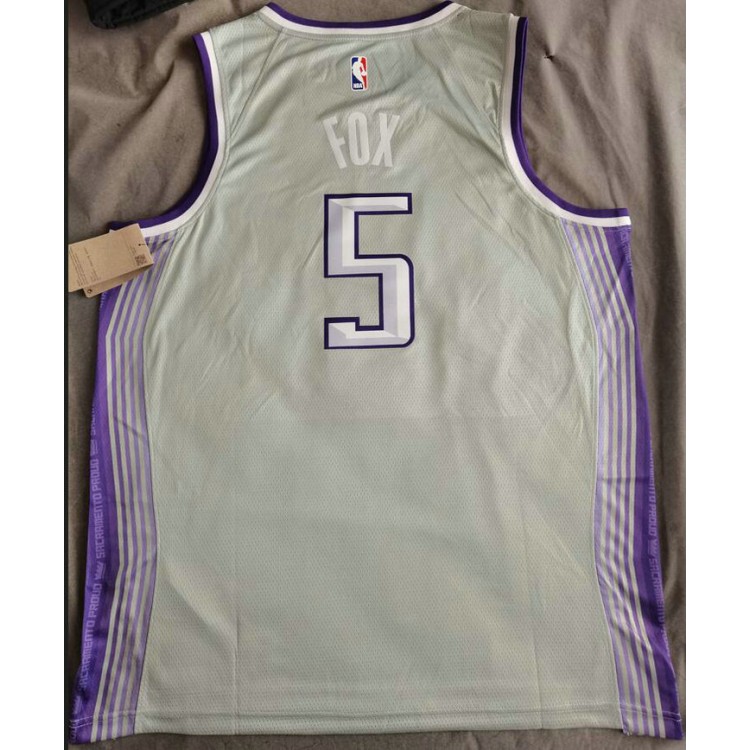 Maglia NBA 5 Fox Sacramento Kings 22-23 city Grigio con Toppe Stampato