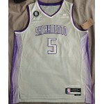 Maglia NBA 5 Fox Sacramento Kings 22-23 city Grigio con Toppe Stampato