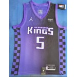 Maglia NBA 5 Fox Sacramento Kings 23-24 Viola Ricamato