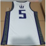 Maglia NBA 5 Fox Sacramento Kings Bianco Con patched Stampato