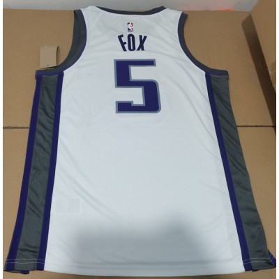 Maglia NBA 5 Fox Sacramento Kings Bianco Con patched Stampato