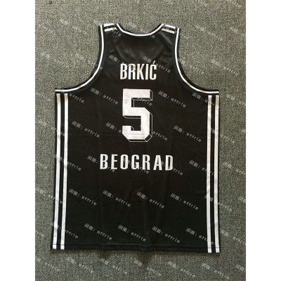 5 Haris Brkic Partizan Belgrade Nero Retro Basketball Maglia Uomo