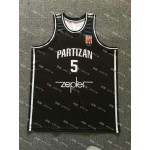 5 Haris Brkic Partizan Belgrade Nero Retro Basketball Maglia Uomo