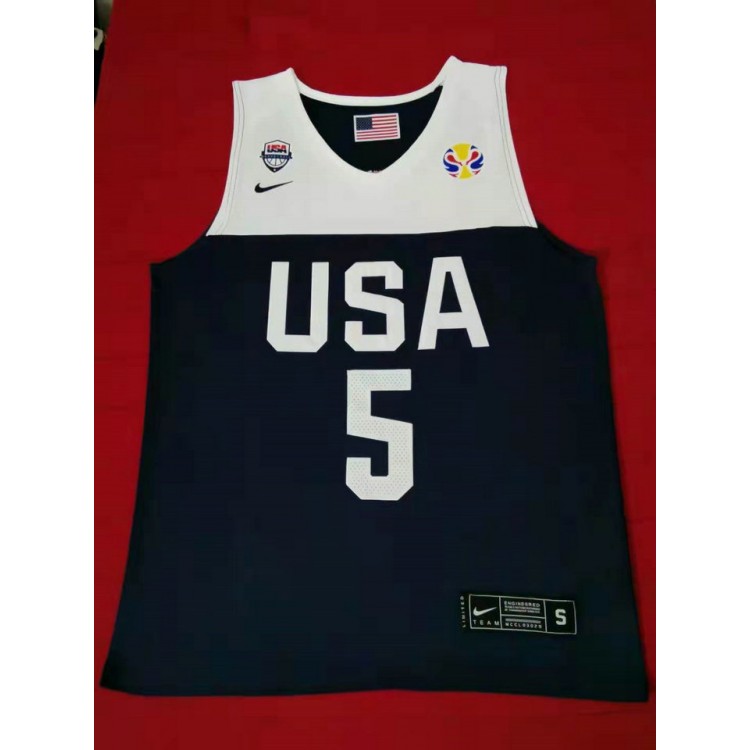 Maglia 5 Mitchell 2019 fiba Blu Ricamato