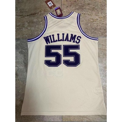 Maglia NBA 55 Jason Williams Kings Mitchell & Ness Autentico Crema Chainstitch