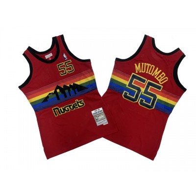 Maglia NBA 55 Mutombo Nuggets 1991-92 Mitchell & Ness rainbow Rosso